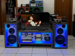 KIT HOME - 2 CAIXAS 4 VIAS PIONEER + PAINEL/RACK FULL TARAMPS + TV 40 POLEGADAS