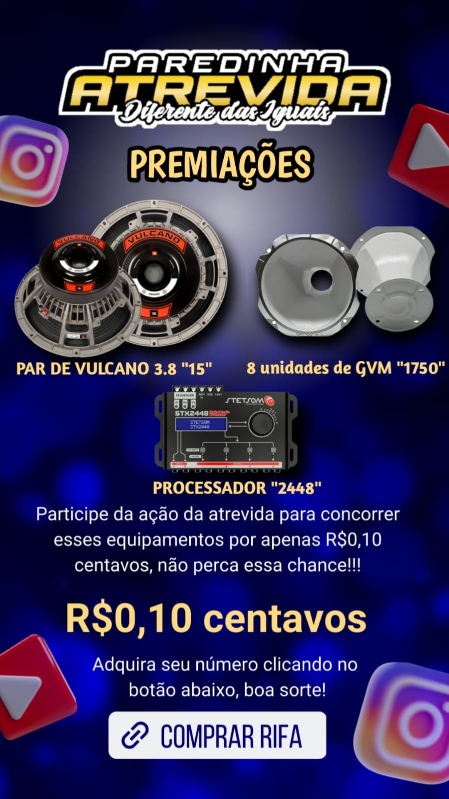 Par de vulcano de 15” / processador stetsom 2448 / 8 lentes GVM 1750