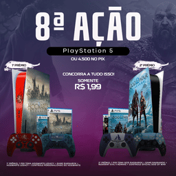 8ª Edição 2 PS5 + 2 JOGOS + 1 CONTROLE PERSONALIZADO OU PIX 4.500
