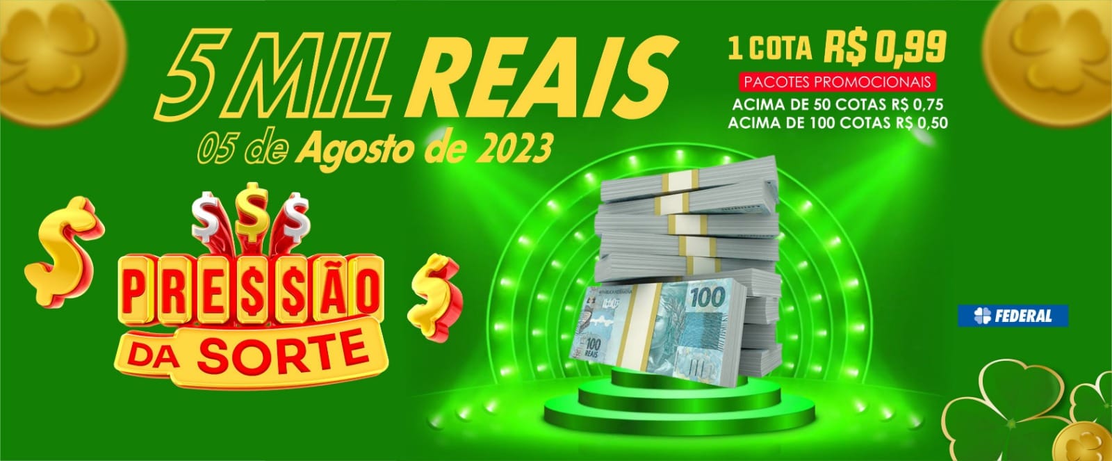 Pressão dá sorte, 5 mil no pix