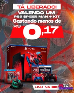 2ª AÇÃO SPIDER MAN - PS5 SPIDER MAN 2 + 2 JOGOS SPIDER MAN+ ACTION FIGURE + CONTROLE ou 5 MIL NO PIX