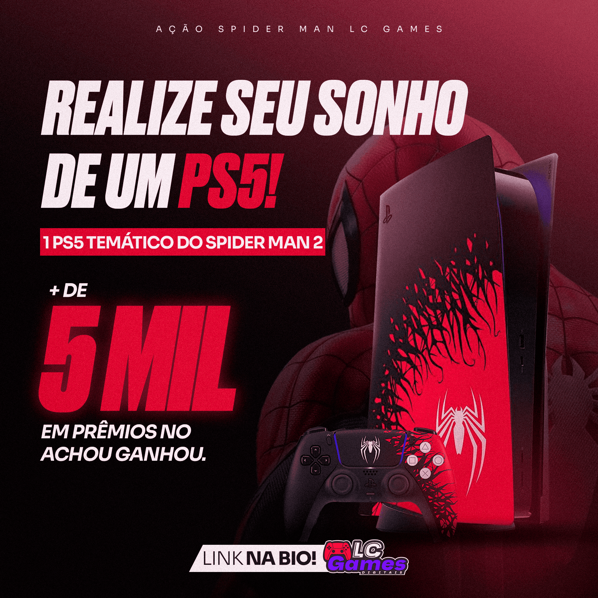 Concorra a 1 PS5 Spider Man ou R$ 4.000,00 no PIX