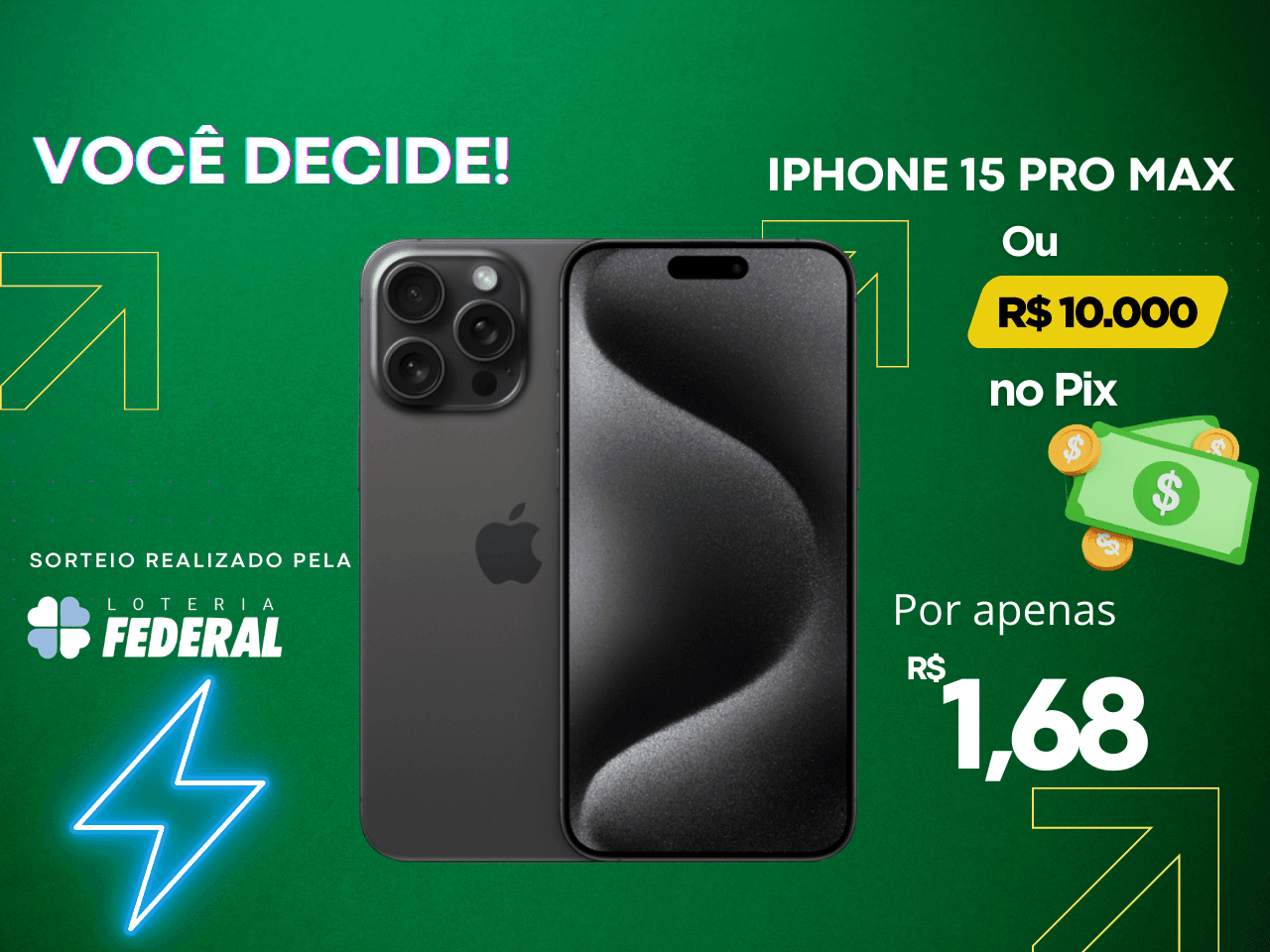 IPHONE 15 PRO MAX OU R$ 10.000 REAIS NO PIX 📲 💸