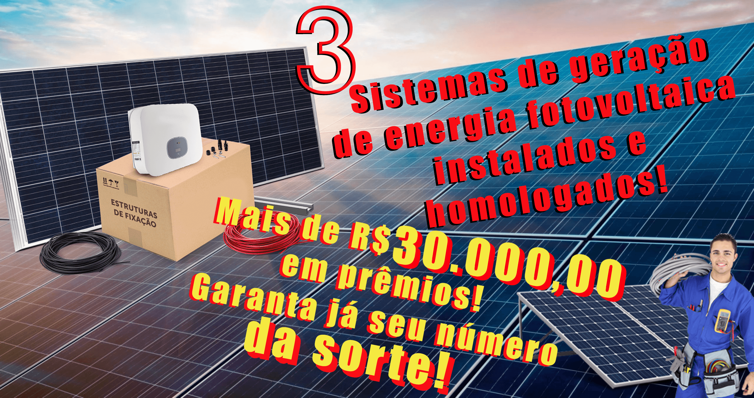 ADEUS CONTA DE LUZ! 3 GERADORES DE ENERGIA SOLAR INSTALADOS. 1 PODE SER SEU!