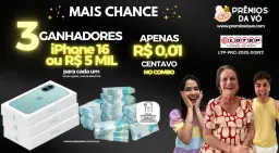 3 GANHADORES, iPhone 16 ou R$ 5 MIL 😱 POR R$ 0,01 CENTAVO NO COMBO