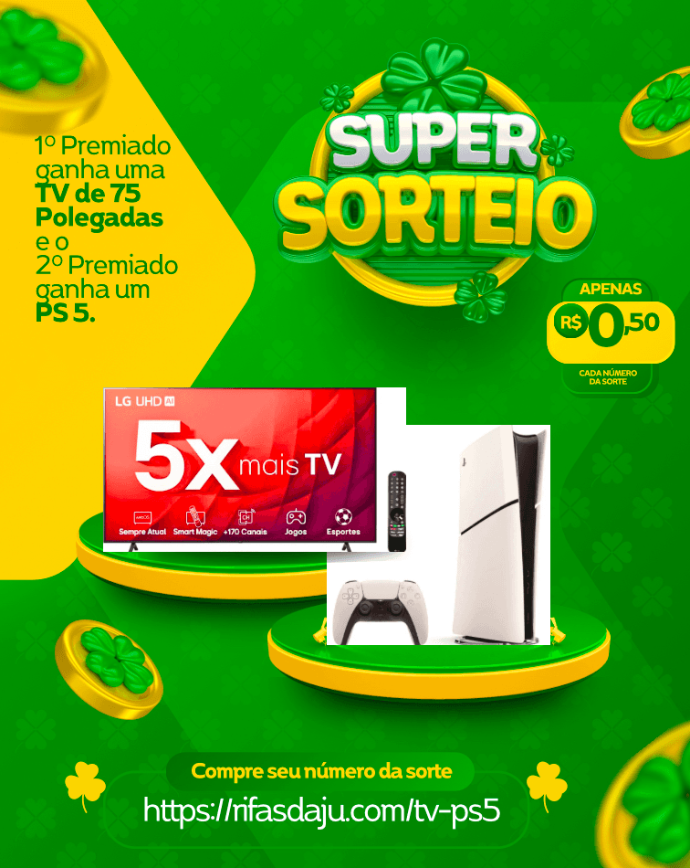 TV de 75 polegadas e Play Station 5