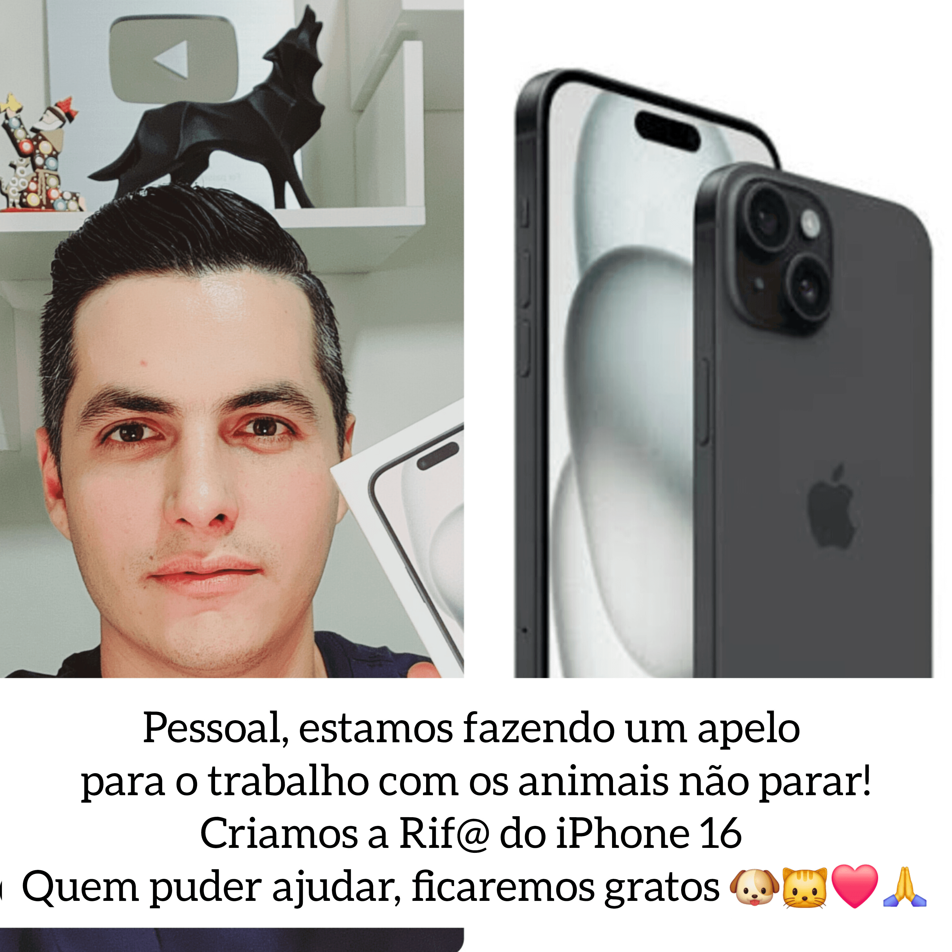 Rifa do iPhone 16 para ajudar os animais