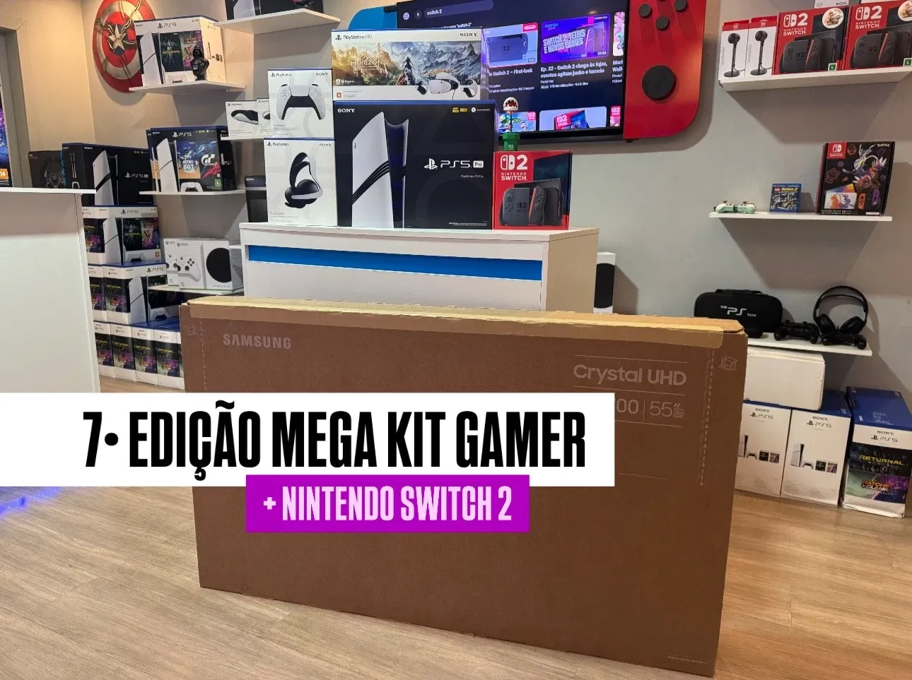 7• Edição Mega Kit PS5 PRO 2TB + Nintendo Switch 2 + TV 4K 55”