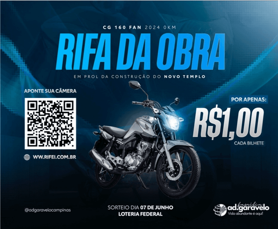 RIFA DA OBRA - CG 160 Fan 0KM OU R$15mil