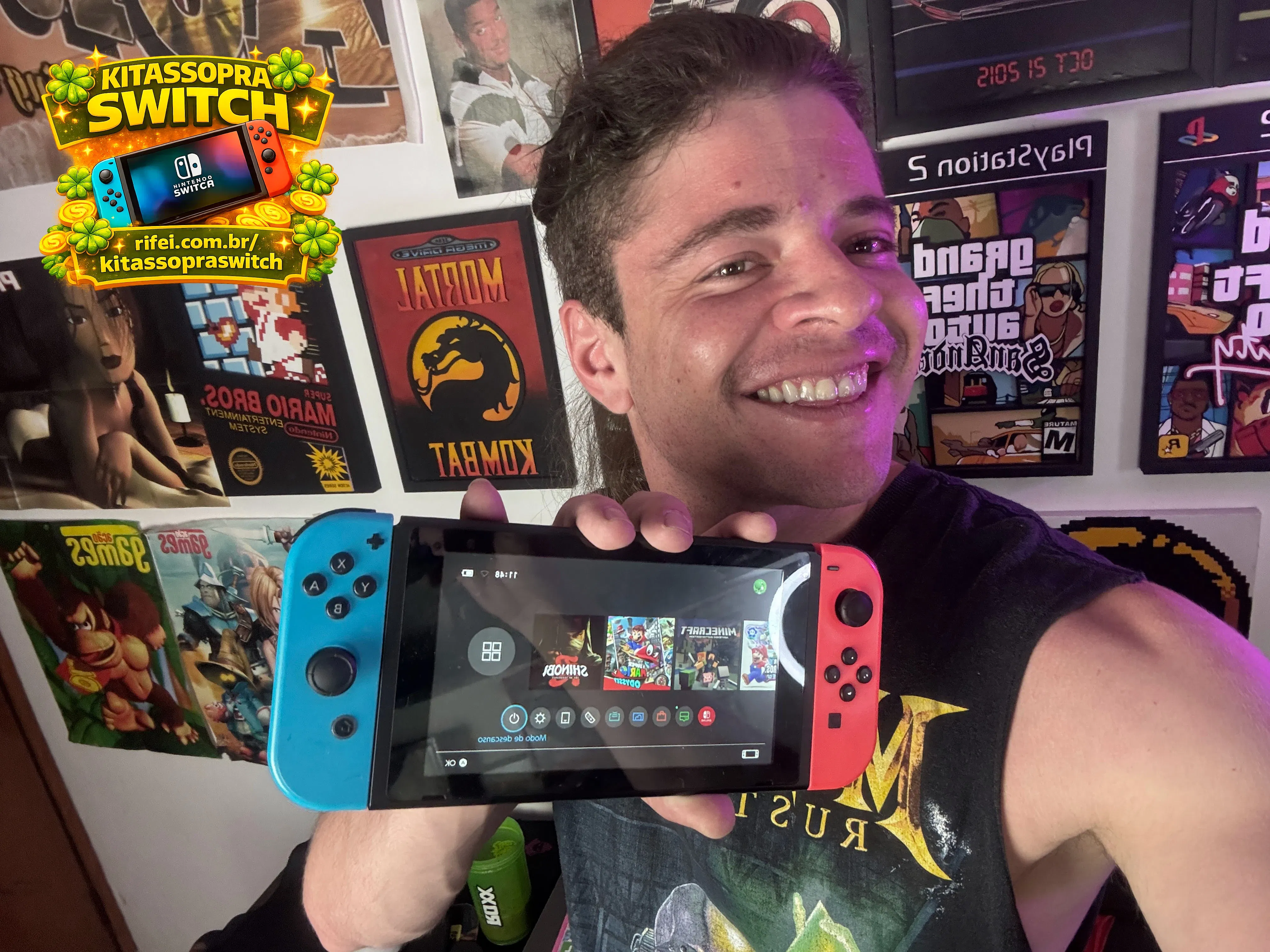 KIT ASSOPRA SWITCH! Nintendo Switch V1 Lotado de games + Mochila irada
